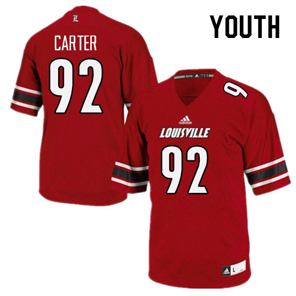 Youth #92 Micah Carter Louisville Cardinals College Football Jerseys Stitched Sale-Red - Click Image to Close